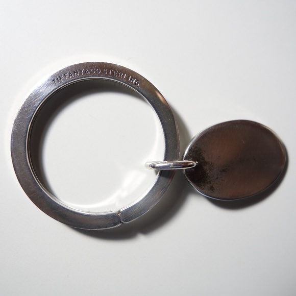 Vtg Tiffany & Co. .925 Sterling Silver Classic Round & Oval Engraveable Keychain - Picture 1 of 6
